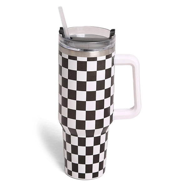 40oz Checkered Tumbler, Black