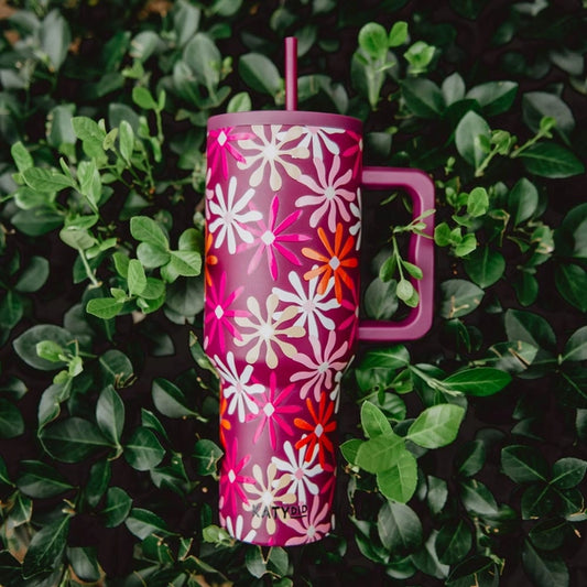 40oz Multicolored Maroon Floral Tumbler