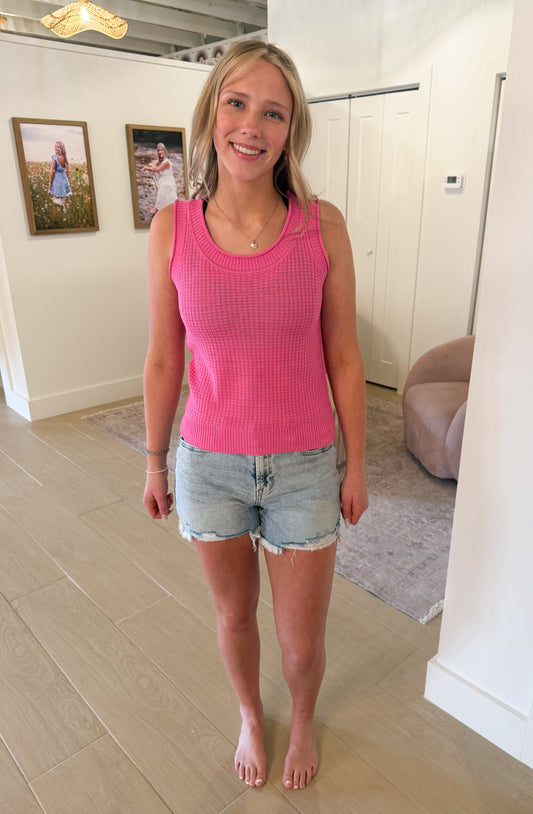 Sleeveless Sweater Tank, Hot Pink
