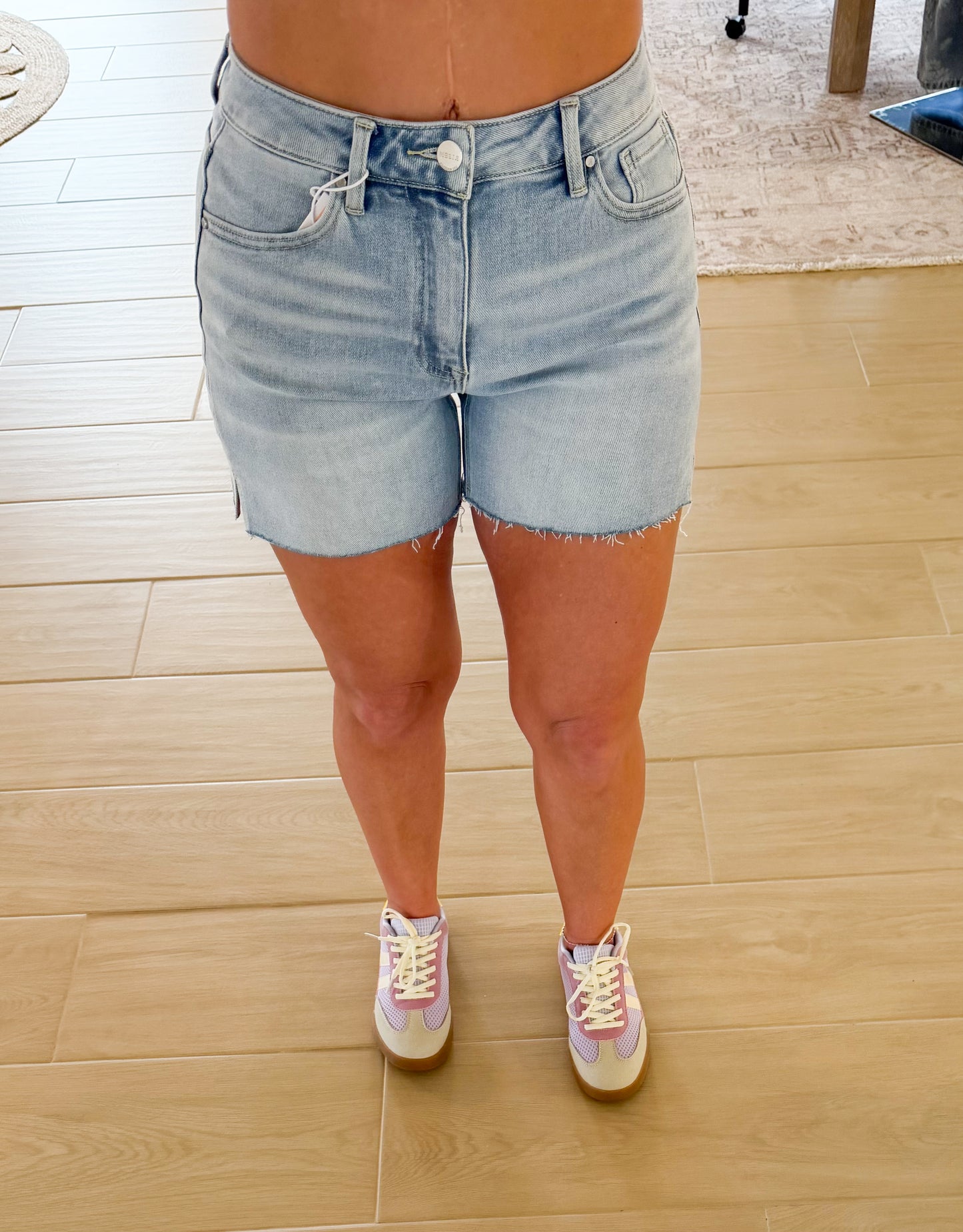 Risen High Rise Side Slit Shorts, Light