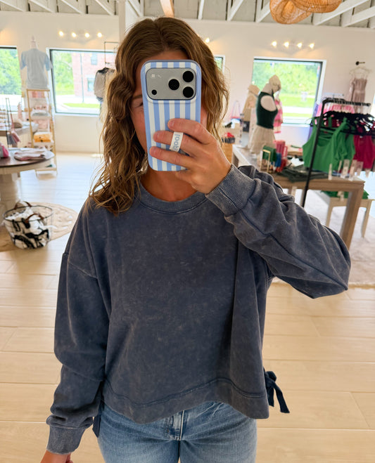Soft Faded Mineral-Washed Sweatshirt, Ash Blue