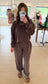 Mineral Wash Cropped Sweatshirt, Brown