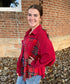 Frayed Corduroy Plaid Jacket, Red