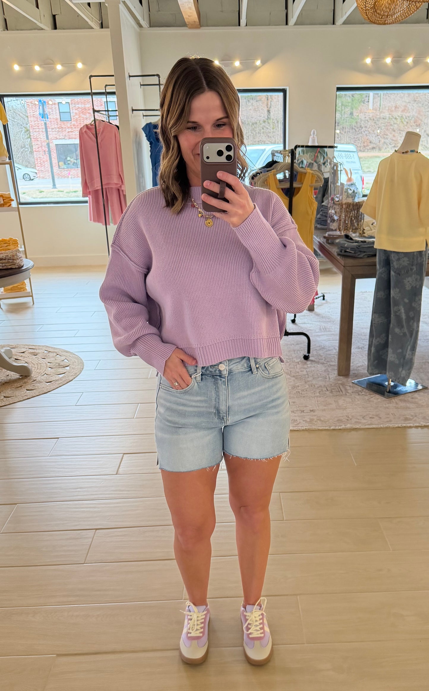 Risen High Rise Side Slit Shorts, Light