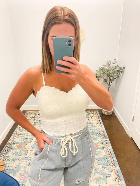 Striped Patterned Bralette, Off White
