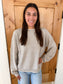 Contrast Edge Long Sleeve Sweater, Light Taupe