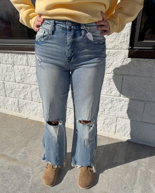 Petra Distressed High Rise Vintage Flare Jeans