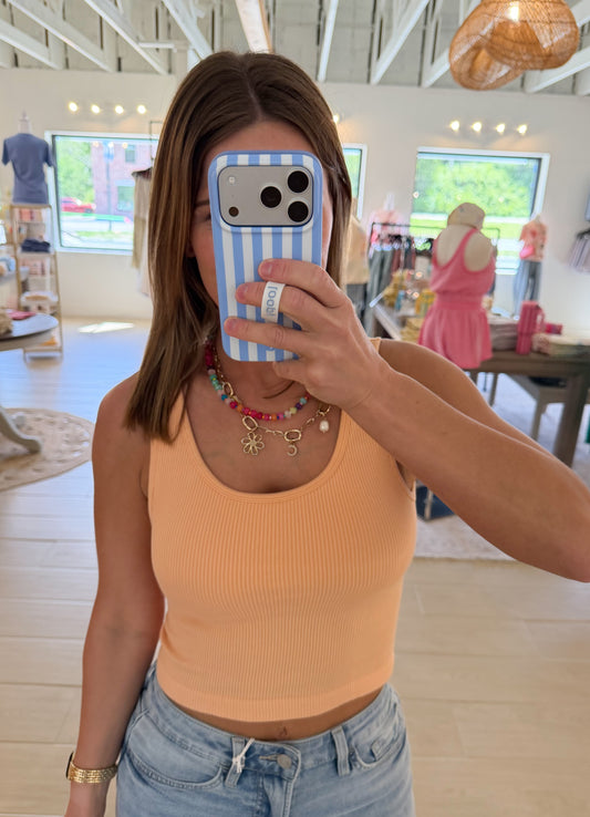 Seamless Scoop Ribbed Tank, Peachy Orange