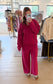 Malibu Wide-Leg Fleece Pants, Plum Pink