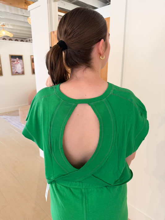 Open Back Tee, Green Pop