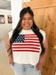 Plus Size American Flag Short Sleeve Sweater
