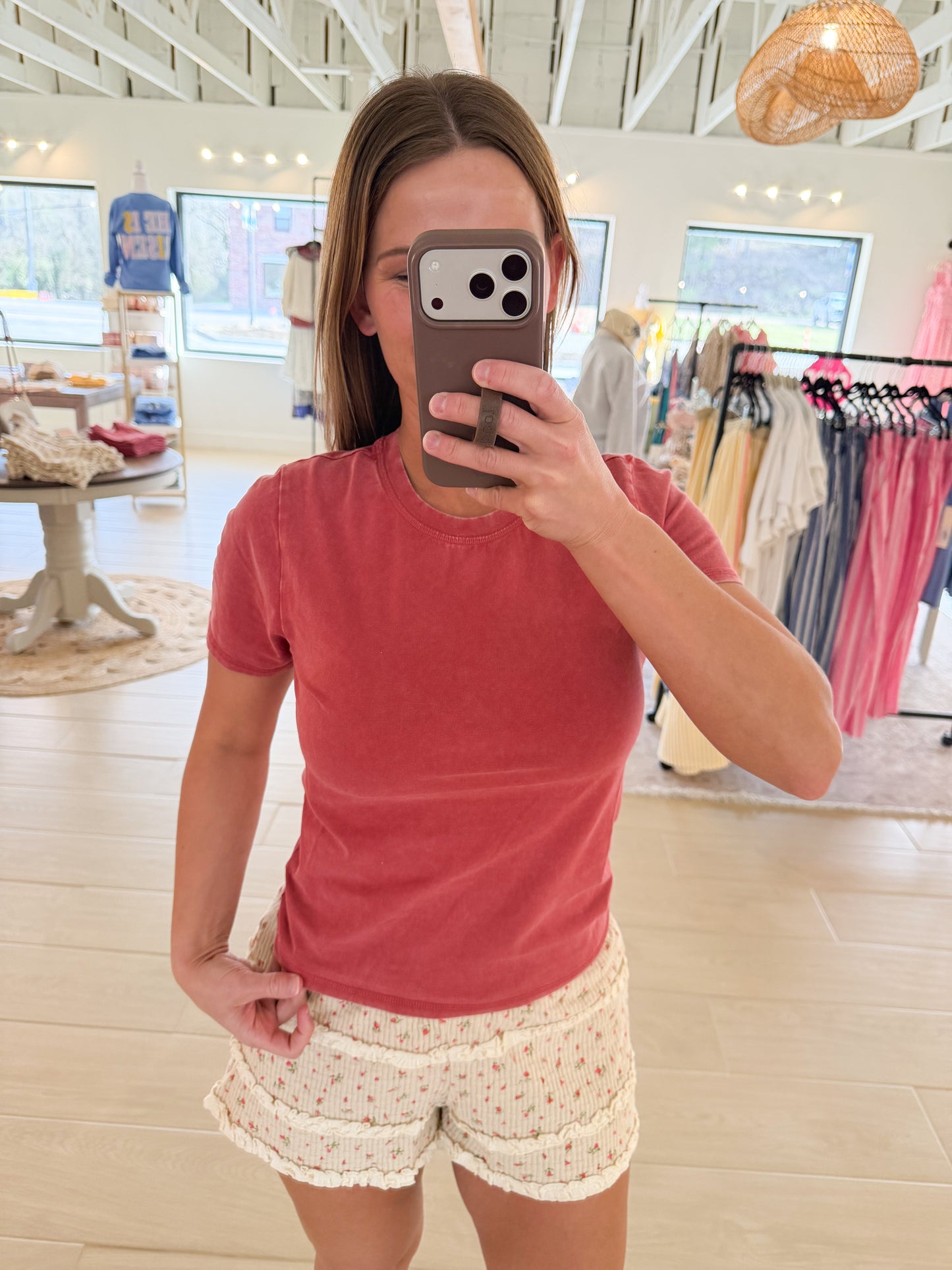 Mineral Wash Short Sleeve,  Red