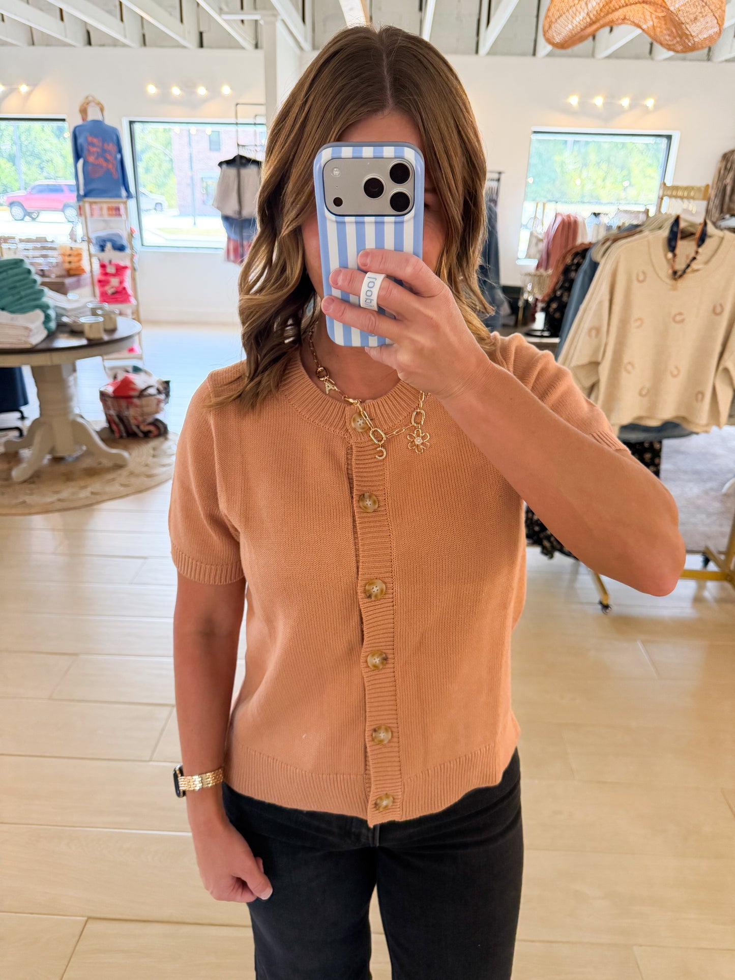 Button Down Short Sleeve, Terracotta