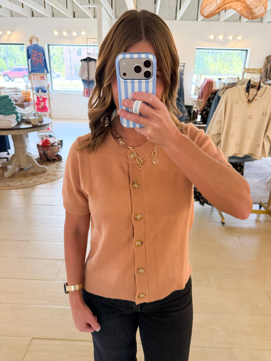 Button Down Short Sleeve, Terracotta