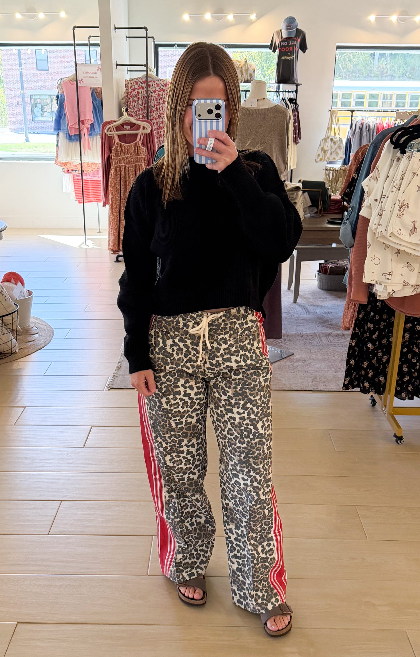 Leopard Stripe Wide Leg Pants