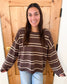 Exposed Seam Striped Sweater, Brown