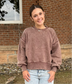 Acid Wash Oversized Fleece Pullover, Brown