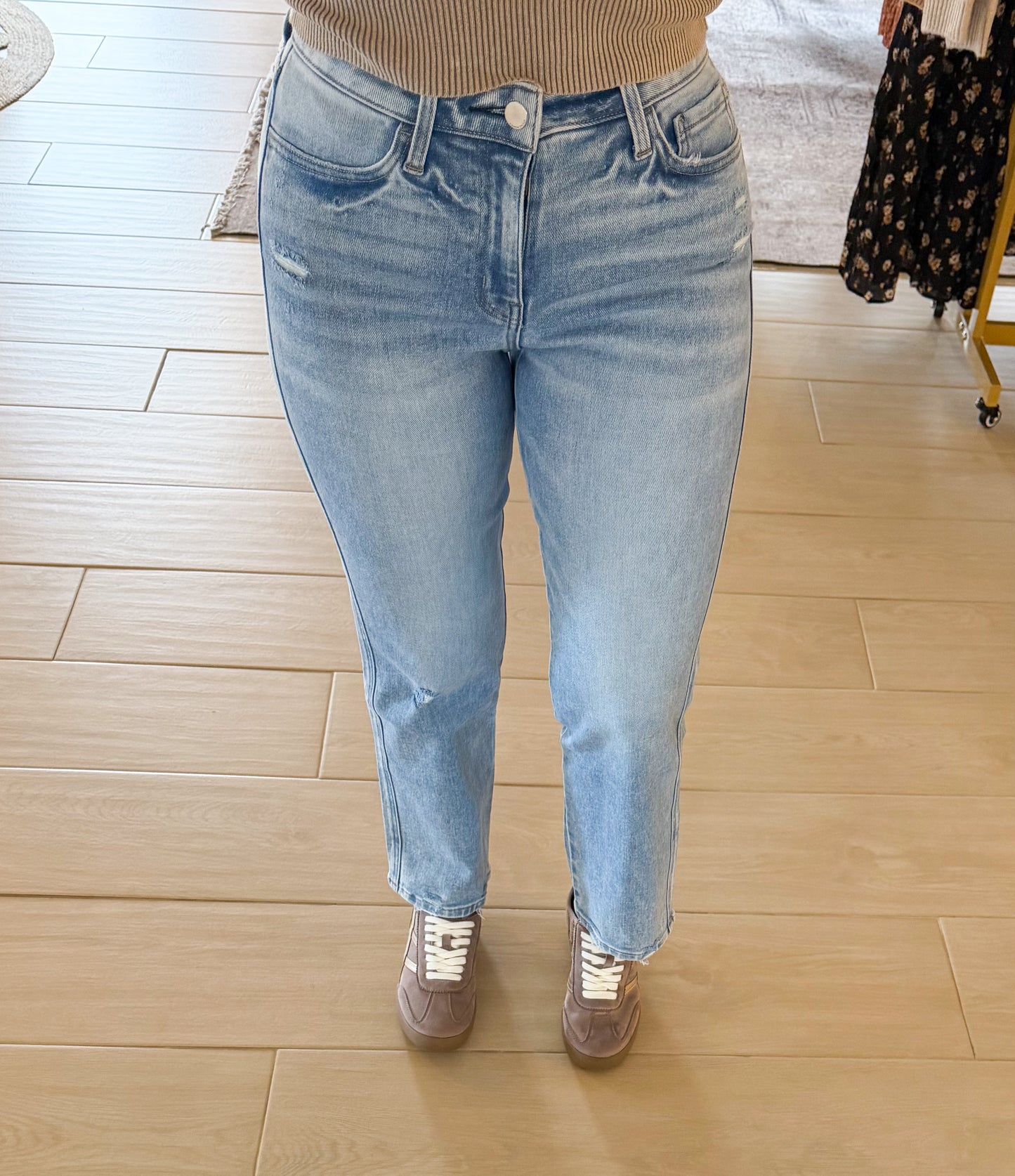 Flying Monkey Distressed Hem Crop Straight Jeans
