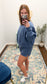 Fleece Long Sleeve Sweatshirt & Short Set, Dusty Blue