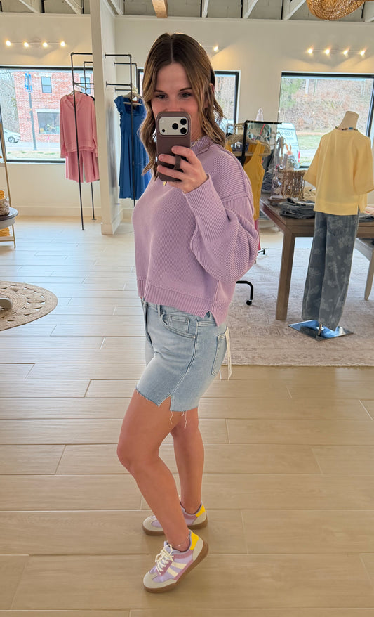 Risen High Rise Side Slit Shorts, Light