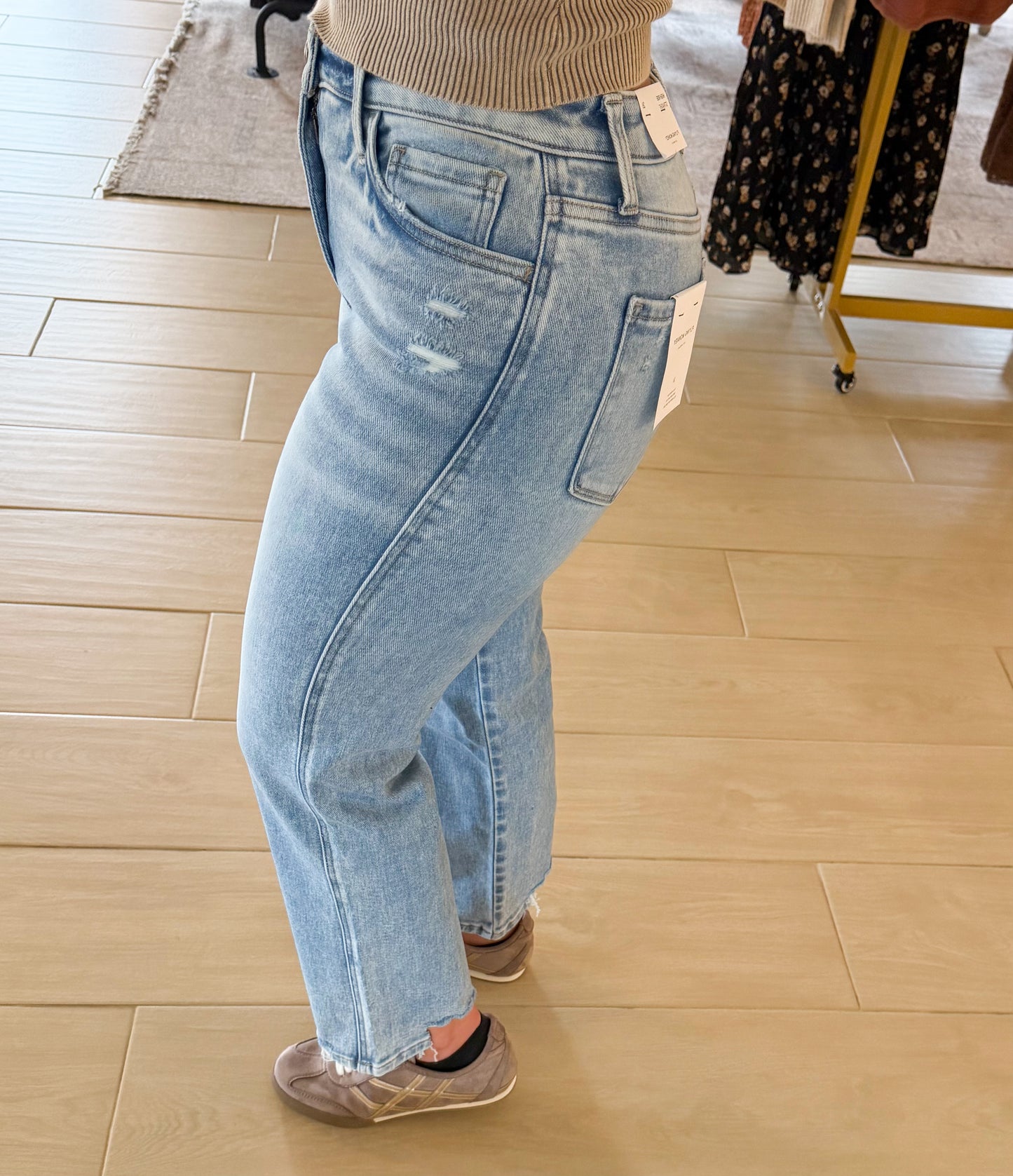 Flying Monkey Distressed Hem Crop Straight Jeans