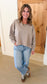 Cotton Slub Open Back Long Sleeve, Taupe