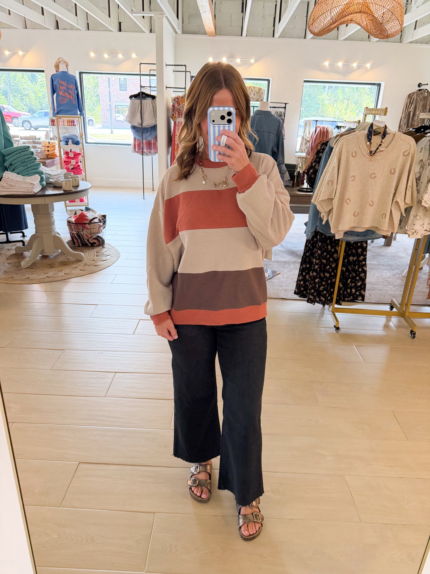 Colorblock Round Neck Top