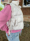 Side Bow Tie Front Zipper Crop Puffer Vest, Ecru