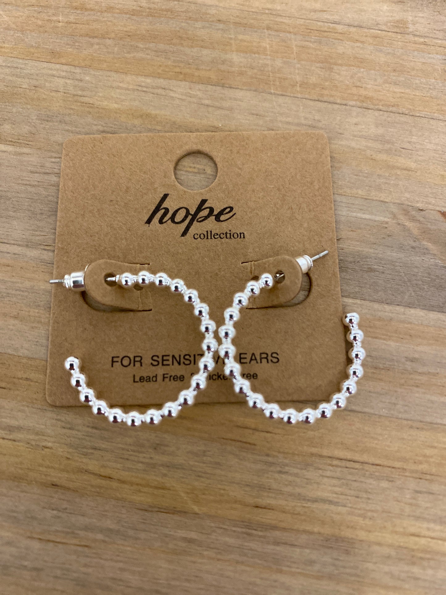 Silver Beaded Hoops