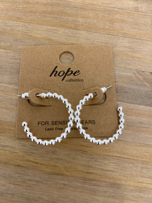 Silver Beaded Hoops