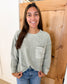 Washed Pocket Long Sleeve Rib Top, Multiple