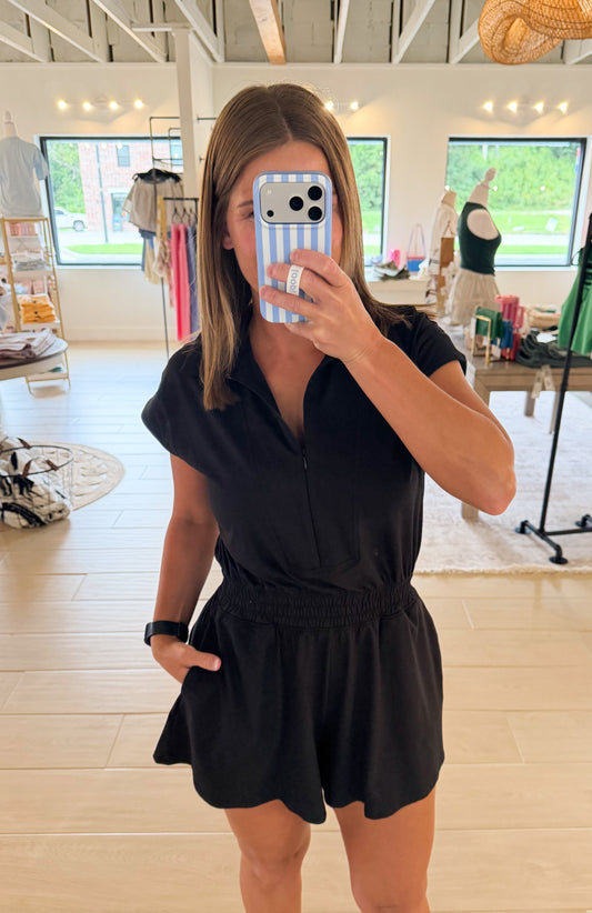 Off Duty Romper, Black