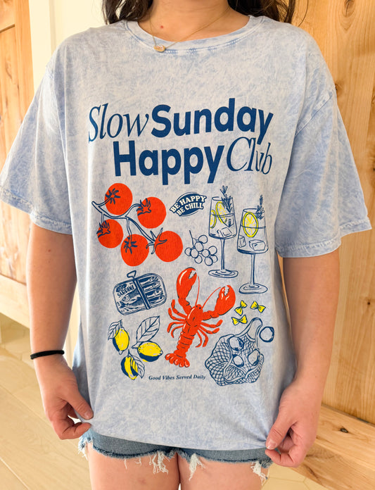 Slow Sunday Lobster Graphic Mineral Wash Boxy Tee