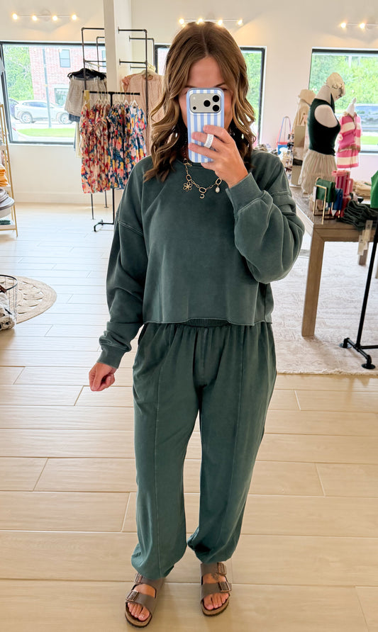 Mineral Wash Jogger Pants, Green