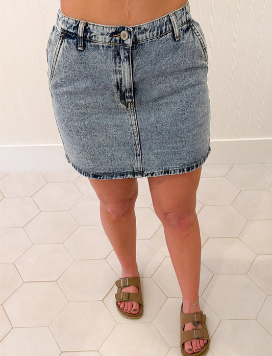 Cotton Denim Mini Skirt