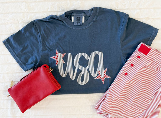 Denim USA Embroidered Tee