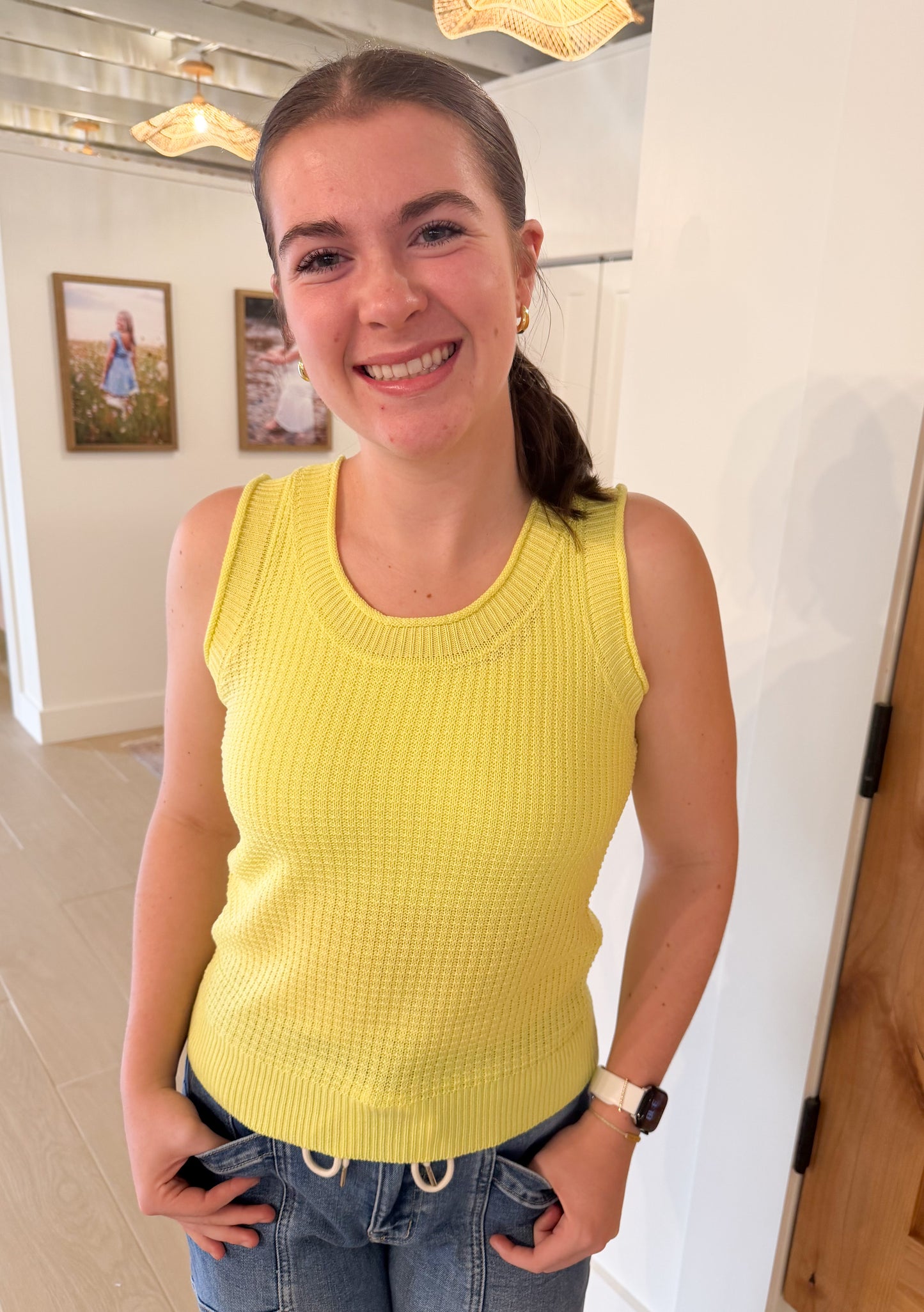 Sleeveless Sweater Tank, Lemon