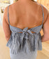 Gingham Tie-Strap Tank Top, Navy