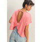 Acid Washed Cross Detail Open Back Top, Taffy