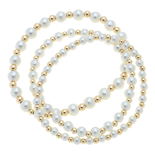 Annalise Pearl Beaded Stretch Bracelet, Set of 3