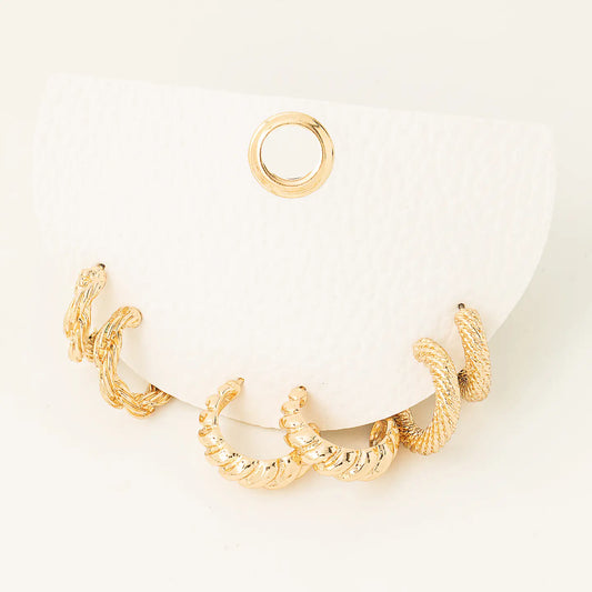 Assorted Hoop Twist Earrings Set, Gold