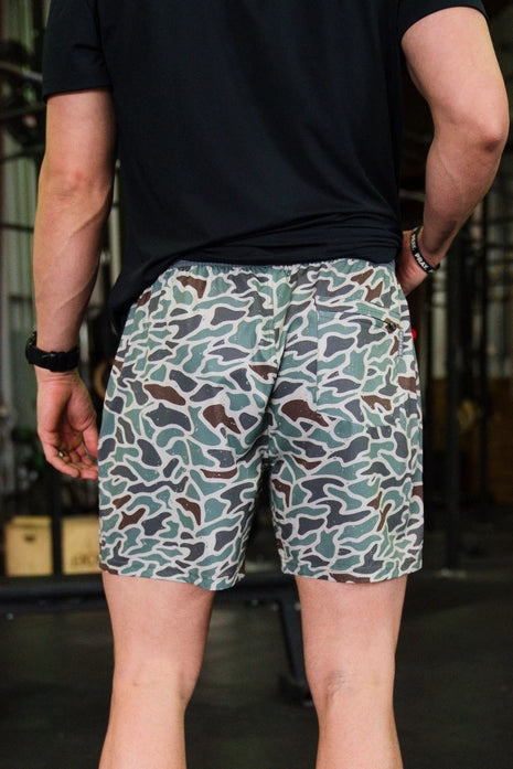 Burlebo Athletic Short - Retro Duck Camo, 7"