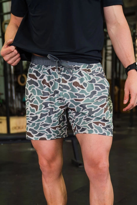 Burlebo Athletic Short - Retro Duck Camo, 7"