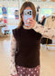Mock Neck Sleeveless Sweater, Brown