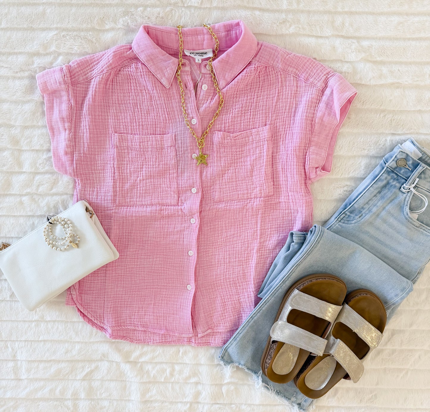 Pink Sands Gauze Top