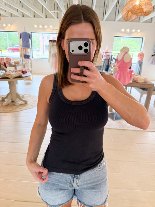 Reversible Ribbed Tank, Vintage Black