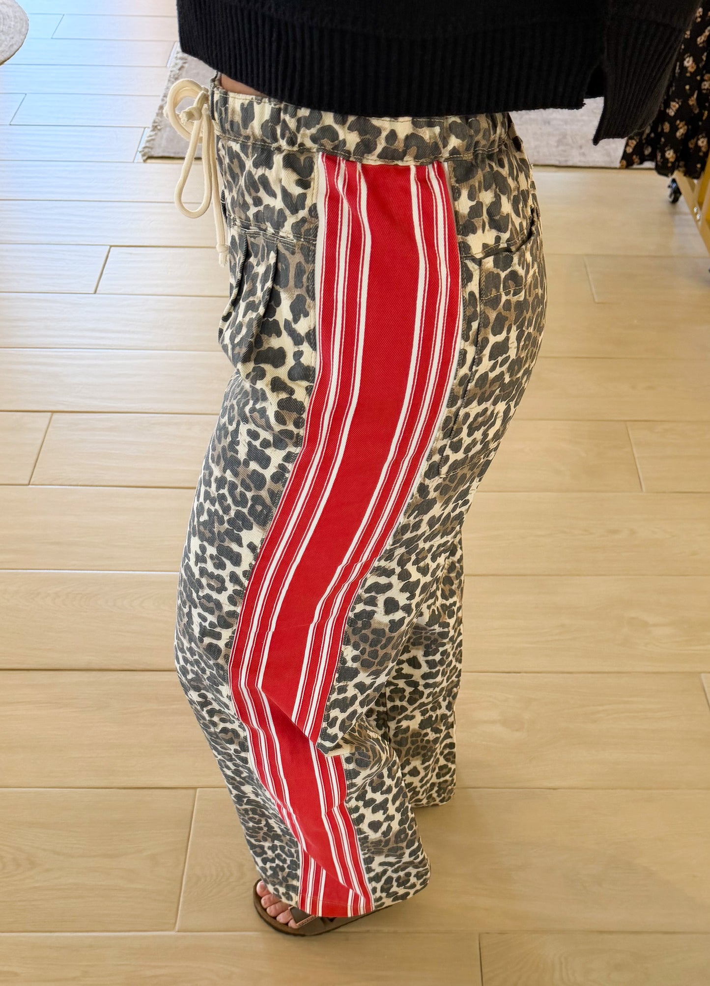 Leopard Stripe Wide Leg Pants
