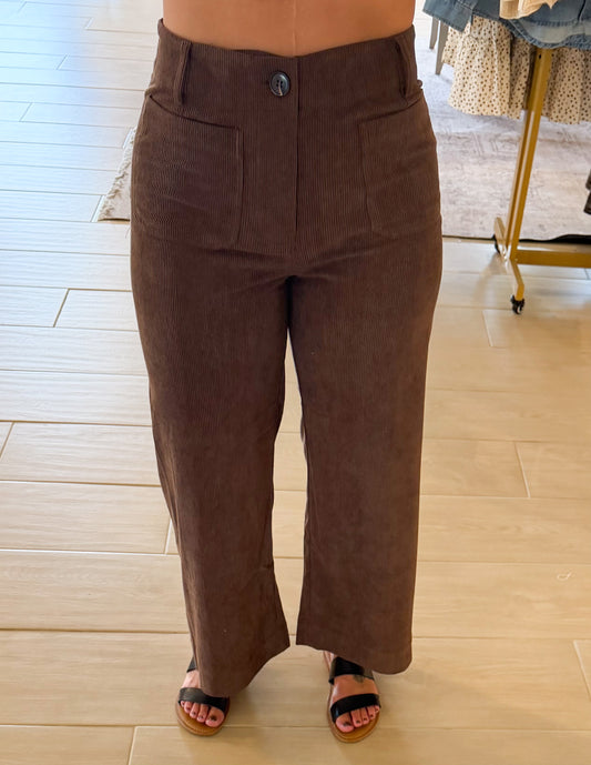 Corduroy Patch Pocket Pants, Mocha Mousse