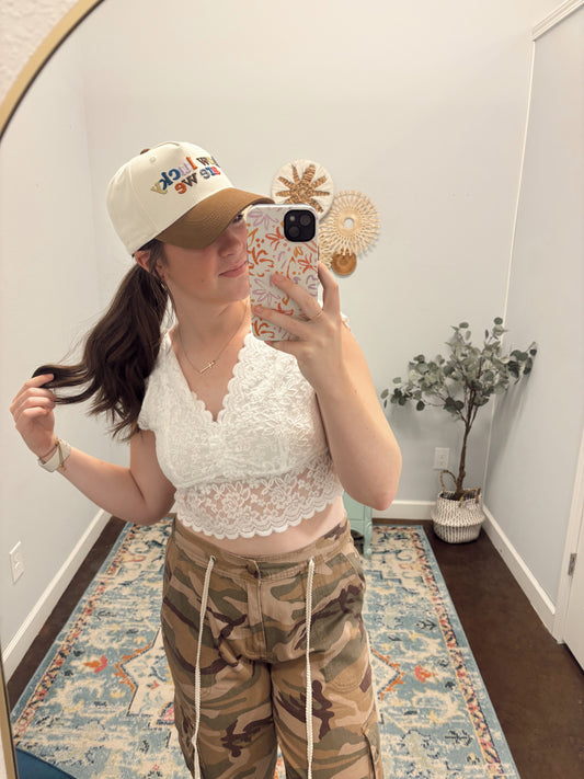 Flirt & Flutter Top, Ivory