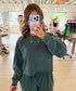 Mineral Wash Cropped Sweatshirt, Dark Green